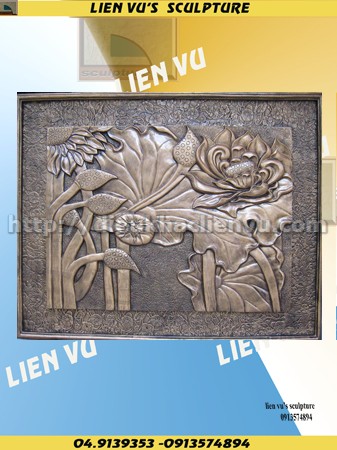 Phù điêu hoa hướng dương có khung